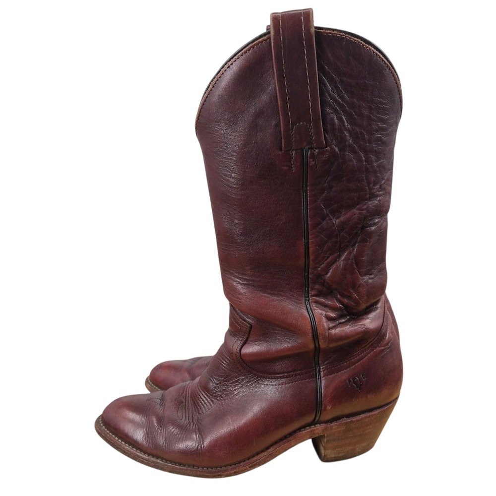 Frye Vintage Mens 9.5 D Oxblood Leather Western Cowboy Boots 2350 Made in USA